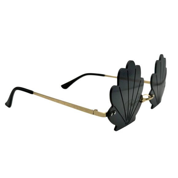 6078 | Black Rimless Shell Novelty Sunglasses - Picture 2 of 5